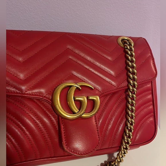 Red GG Marmont small shoulder bag - Picture 3 of 13